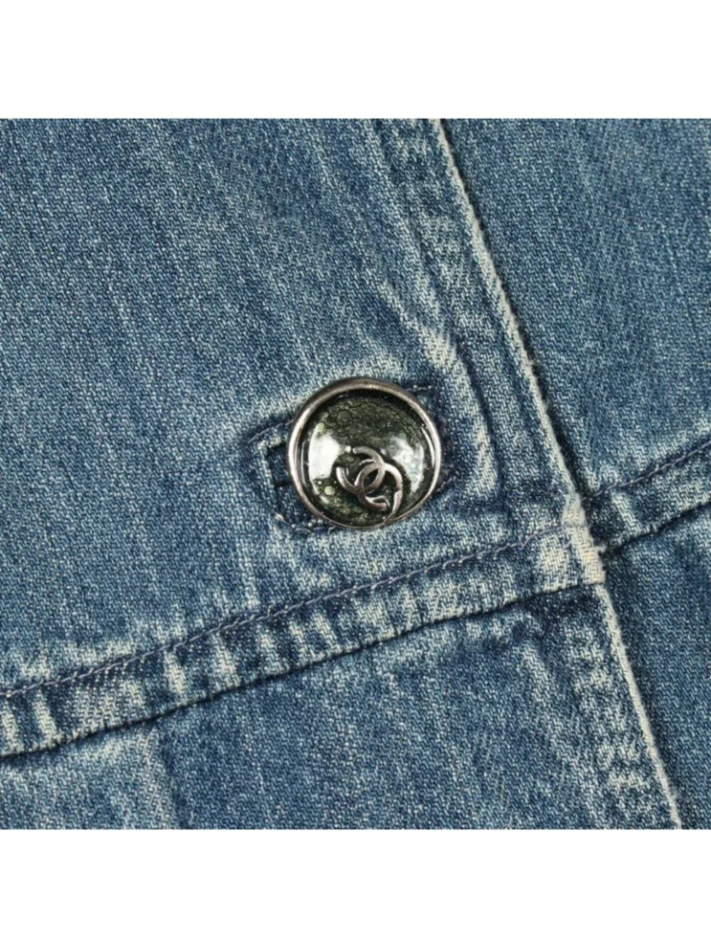 Chanel Denim Coat CC Logo Button - Picture 14 of 14